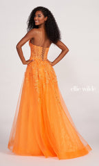 Sheer-Corset Long Lace Prom Ball Gown EW34036