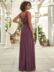 Aimishang Double V Neck Floor Length Sparkly Evening Dresses for Party