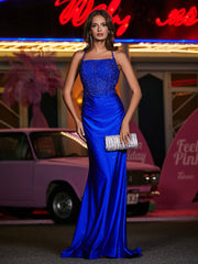 Open Back Long Mermaid Gown Royal Blue