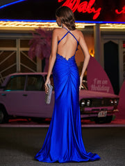 Open Back Long Mermaid Gown Royal Blue