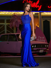 Open Back Long Mermaid Gown Royal Blue