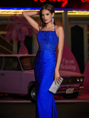 Open Back Long Mermaid Gown Royal Blue