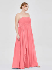 Sweetheart Neck Empire Chiffon Bridemsiad Gown Watermelon