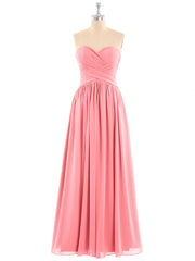 Chiffon Bridesmaid Dresses Cross Pleated Bodice Watermelon