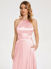 Halter Soft Satin Dresses