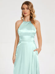 Halter Soft Satin Dresses