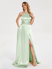 Halter Soft Satin Dresses