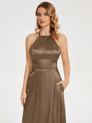 Halter Soft Satin Dresses