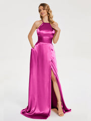 Halter Soft Satin Dresses
