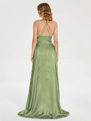 Halter Soft Satin Dresses