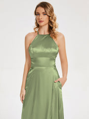 Halter Soft Satin Dresses