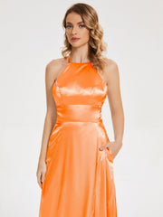 Halter Soft Satin Dresses