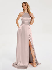 Halter Soft Satin Dresses