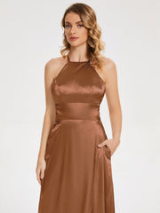 Halter Soft Satin Dresses