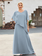 Flutter Sleeves Sheath Dress with Beaded Dusty Blue