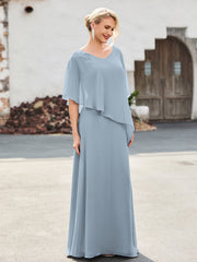 Flutter Sleeves Sheath Dress with Beaded Dusty Blue