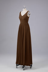 Elegant A-line V Neck Straps Chiffon Bridesmaid Dresses