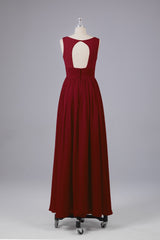 Elegant A-line V Neck Straps Chiffon Bridesmaid Dresses