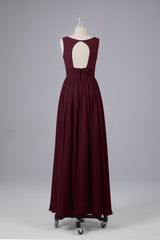 Elegant A-line V Neck Straps Chiffon Bridesmaid Dresses