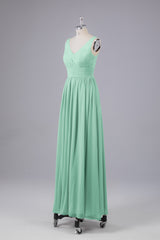 Elegant A-line V Neck Straps Chiffon Bridesmaid Dresses