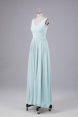Elegant A-line V Neck Straps Chiffon Bridesmaid Dresses