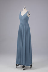 Elegant A-line V Neck Straps Chiffon Bridesmaid Dresses