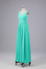 Elegant A-line V Neck Straps Chiffon Bridesmaid Dresses