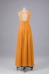 Elegant A-line V Neck Straps Chiffon Bridesmaid Dresses