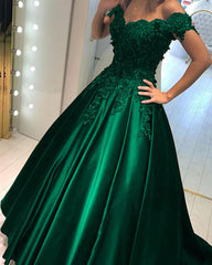 Elegant Ball Gown Prom Dresses Off The Shoulder Lace Beaded