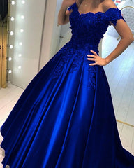 Elegant Ball Gown Prom Dresses Off The Shoulder Lace Beaded