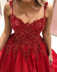 Elegant Beaded Lace Prom Ball Gown Sweetheart Dresses