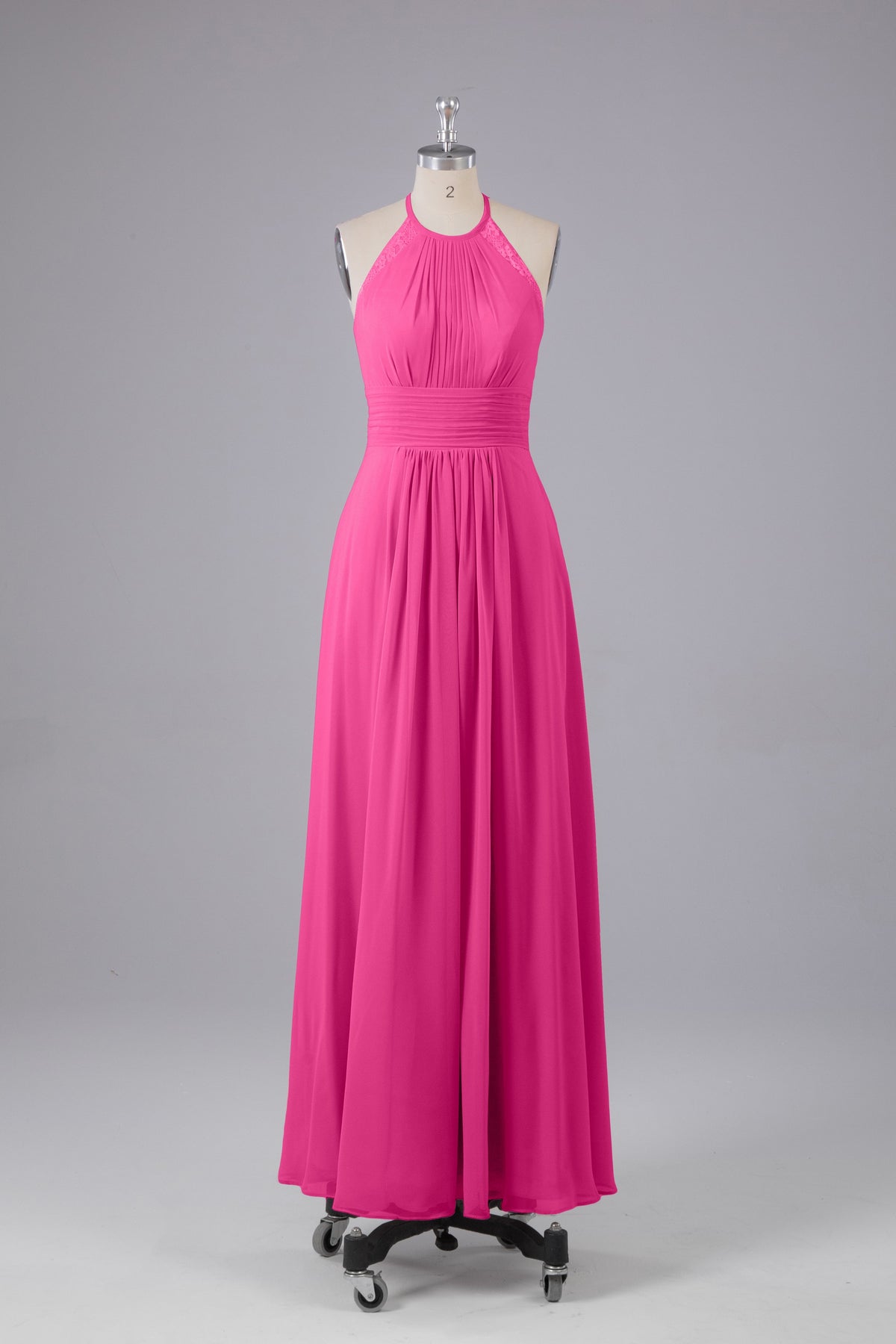 Elegante chiffon halter vloer lengte bruidsmeisje jurken