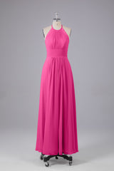 Elegante chiffon halter vloer lengte bruidsmeisje jurken