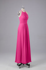 Elegante chiffon halter vloer lengte bruidsmeisje jurken