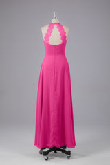 Elegante chiffon halter vloer lengte bruidsmeisje jurken