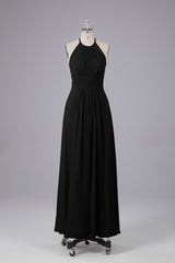 Elegante chiffon halter vloer lengte bruidsmeisje jurken
