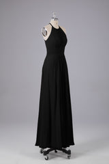 Elegante chiffon halter vloer lengte bruidsmeisje jurken