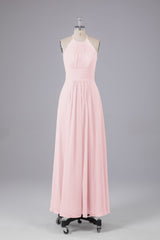 Elegante chiffon halter vloer lengte bruidsmeisje jurken