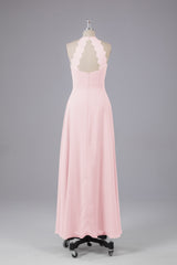 Elegante chiffon halter vloer lengte bruidsmeisje jurken
