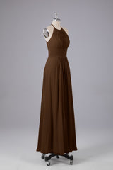 Elegante chiffon halter vloer lengte bruidsmeisje jurken