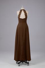 Elegante chiffon halter vloer lengte bruidsmeisje jurken