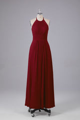 Elegante chiffon halter vloer lengte bruidsmeisje jurken