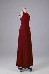 Elegante chiffon halter vloer lengte bruidsmeisje jurken