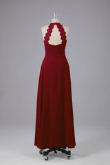Elegante chiffon halter vloer lengte bruidsmeisje jurken