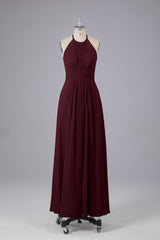 Elegante chiffon halter vloer lengte bruidsmeisje jurken