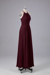 Elegante chiffon halter vloer lengte bruidsmeisje jurken