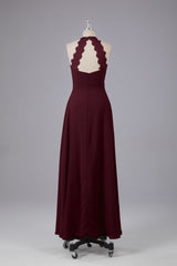 Elegante chiffon halter vloer lengte bruidsmeisje jurken