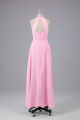 Elegante chiffon halter vloer lengte bruidsmeisje jurken