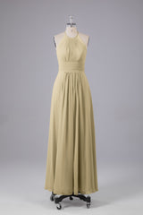 Elegante chiffon halter vloer lengte bruidsmeisje jurken