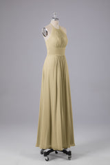 Elegante chiffon halter vloer lengte bruidsmeisje jurken